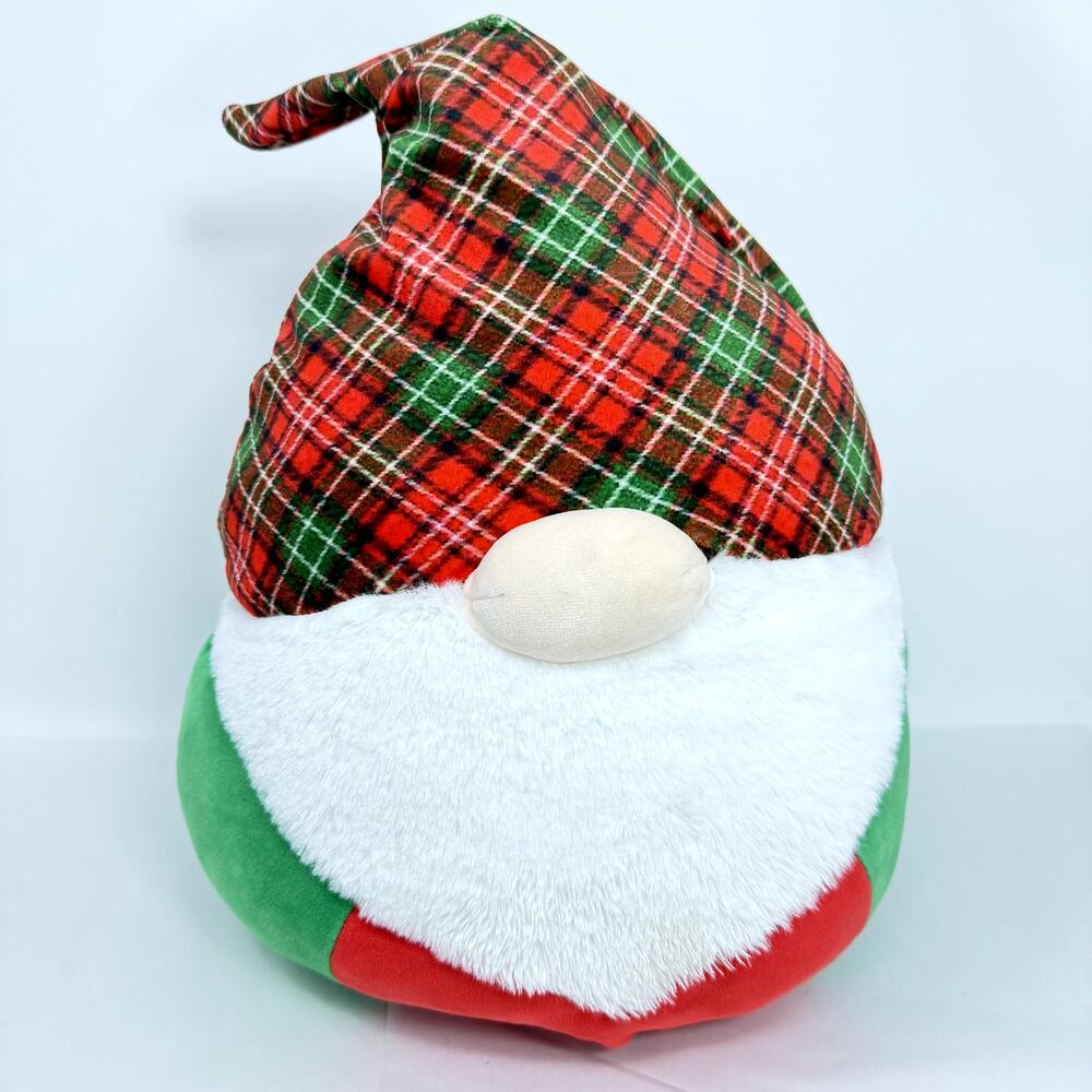 Kellytoy Squishmallow Guri Gnome Christmas Checkered Plaid 15" Green Plush Toy